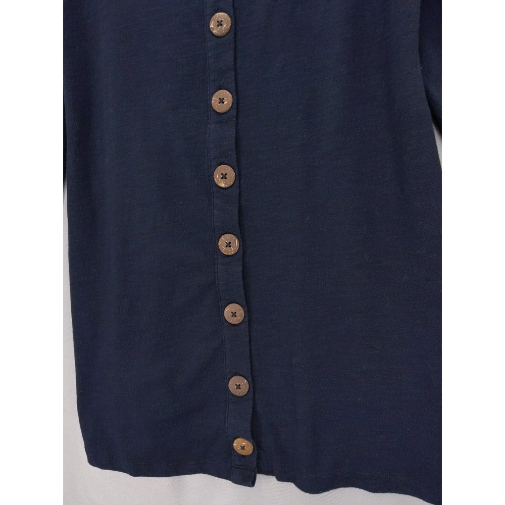 Free People FP Beach Dress Womens Medium Navy Blue Button Front Balloon Sleeve - Picture 3 of 11